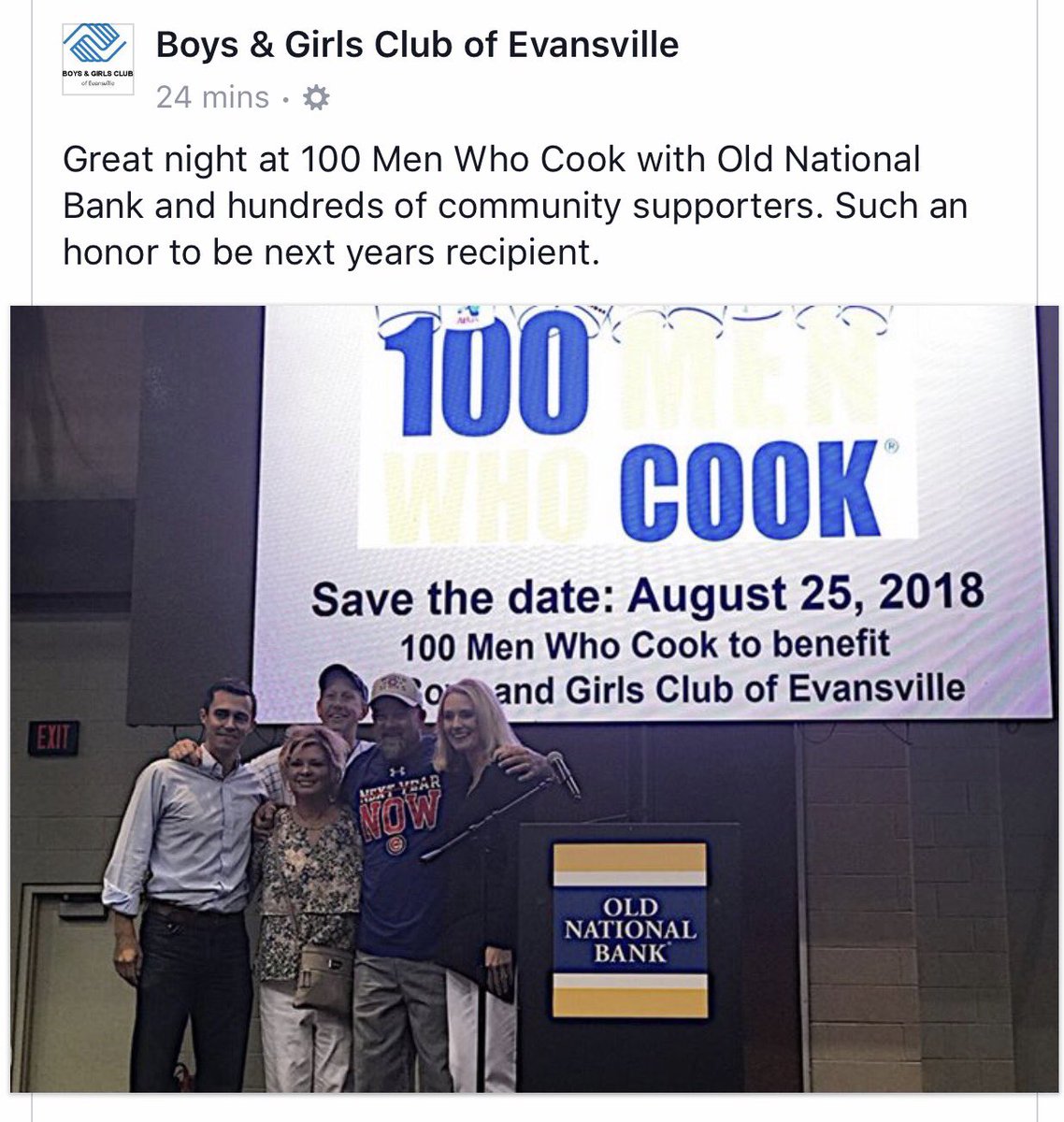 BgcEvansville's tweet photo. Awesome night......blessed to be next years recipient of 100 Men Who Cook!!!!  👨🏻‍🍳👨🏼‍🍳👨🏽‍🍳👨🏾‍🍳👨🏿‍🍳🌮🍔🍝🍕 https://t.co/lbaZSIyAYV