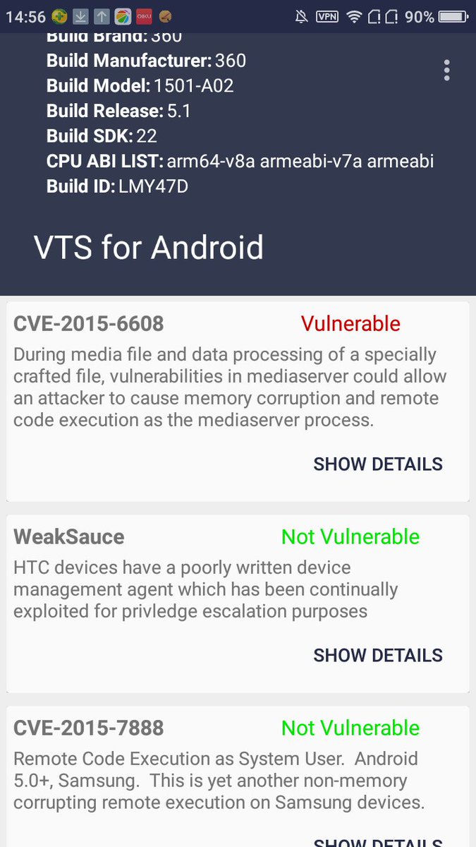 0dayDB's tweet image. #Android
#AndroidVulnerability
#AndroidVTS
@KitPloit 
Android Vulnerability Test Suite AndroidVTS v.13
github.com/AndroidVTS/and…