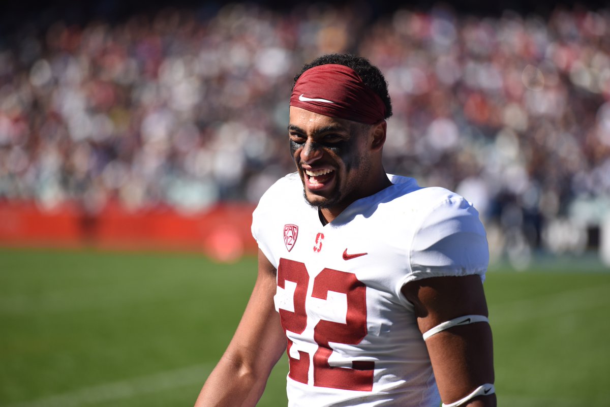 All smiles for Stanford Football through three quarters. The Cardinal leads 52-0 with one to play. #CollegeFootballSyd