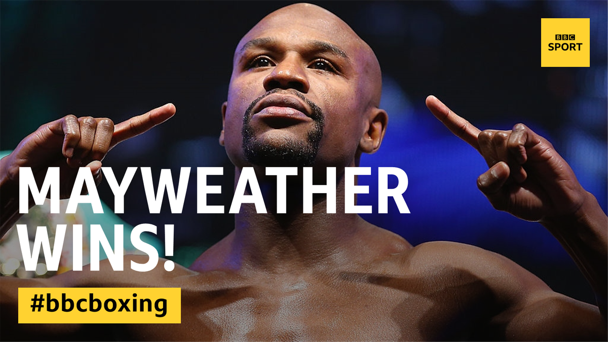 BBCSport's tweet photo. IT'S OVER!

#Mayweather stops #McGregor in round 10.

Live: https://t.co/8b0PAFZqje #MayweathervMcGregor https://t.co/C2EBhg9Rad