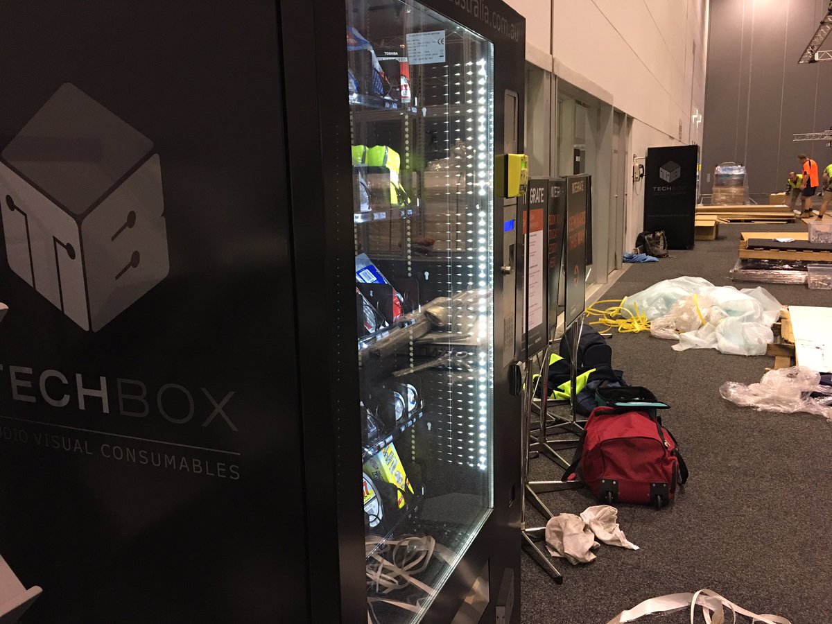 Intergrate set up is in full swing, and we have a couple of Techbox kiosks providing exhibitors with all their supplies! #avtweeps #INT2017