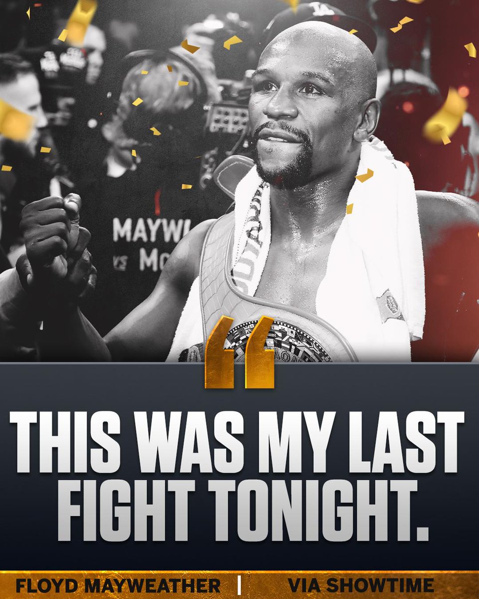 SportsCenter's tweet photo. Floyd Mayweather says his boxing career is officially over. Again. https://t.co/DthQ7yf1Dm