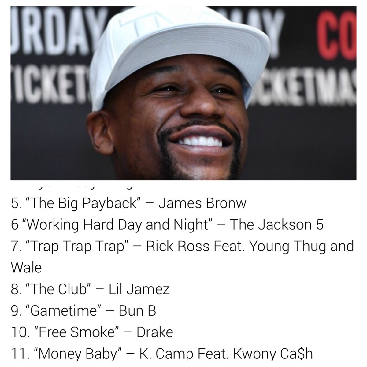 Ryu_SoundMob's tweet photo. Shout out to the 50-0 #FloydMayweather shares ‘Hard Work and Dedication’ playlist on Spotify #9 Prod. by #SoundMOB "GameTime" @BunBTrillOG https://t.co/dg62jNJb9j