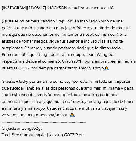Jackson_G7Peru's tweet photo. #JacksonWangPapillon #TEAMLATINJACKYS #TEAMLATINIGOT7 
❤️[INSTAGRAM][27/08/17] #JACKSON actualiza su IG (1/2)❤️
https://t.co/uVlgN7KihT https://t.co/djFxyL2dbi