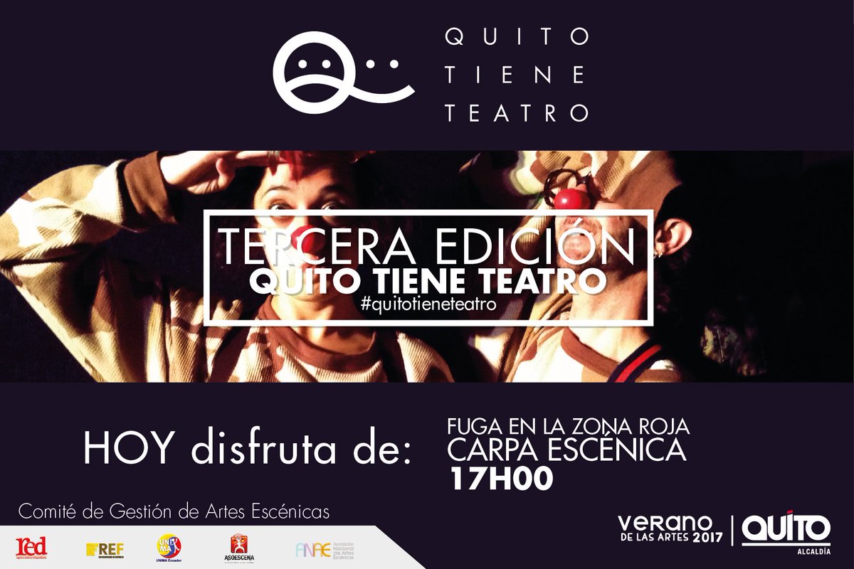 quitoteatro's tweet photo. ¡No te pierdas hoy 27 de Agosto desde las 11:00 AM las obras de teatro en el Parque Itchimbía! #QuitoTieneTeatro https://t.co/0C5rfYOseS