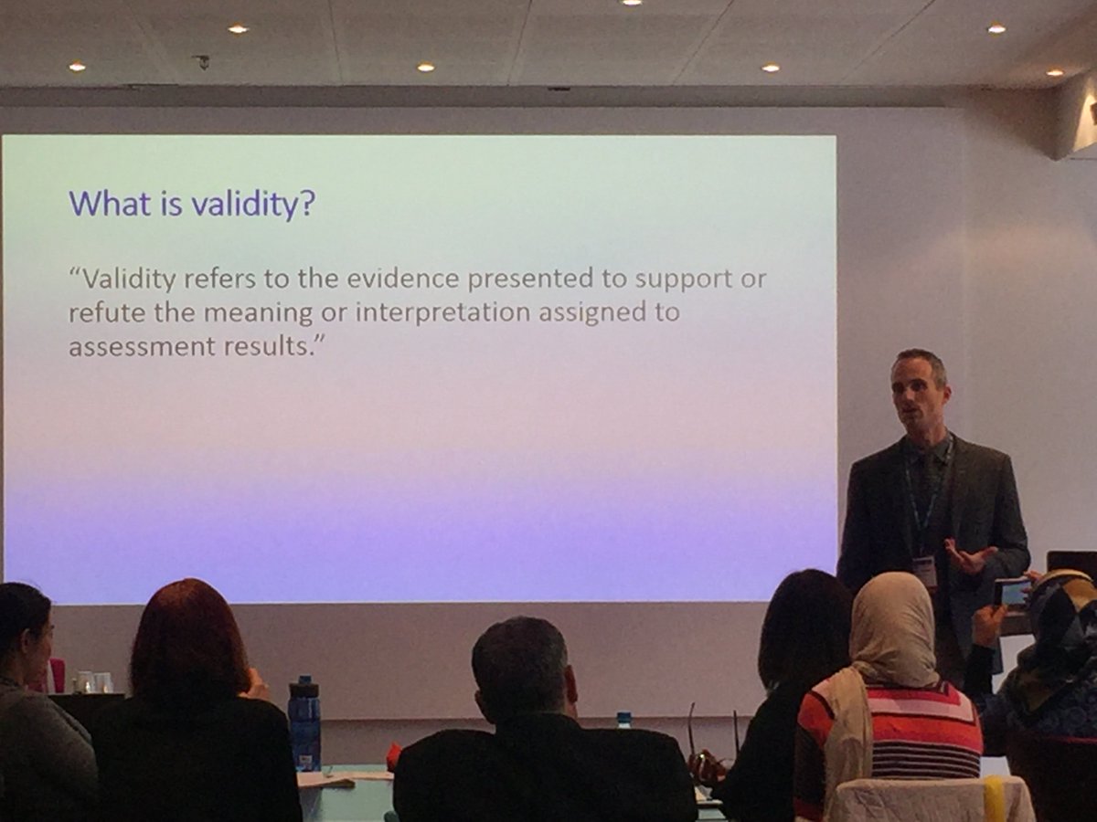 vicki_leblanc's tweet photo. @rbrydges: validity refers to the inferences u make, not the instrument. Not ok to say "validated tool". #RASME #amee2017 @MartinTolsgaard https://t.co/mc9A3AXWQE
