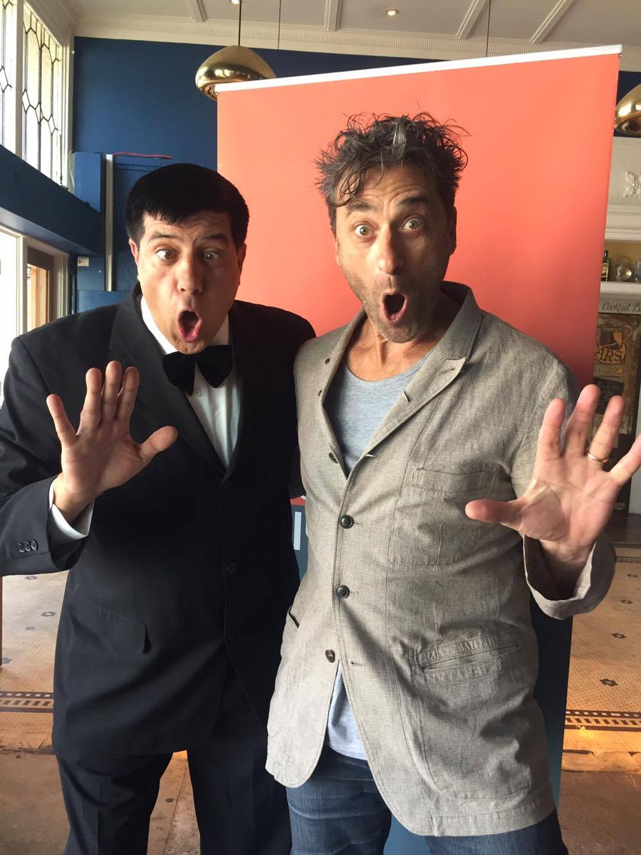 JewishIFF's tweet photo. Vale #JerryLewis. #JIFF Artistic Director, Eddie Tamir, with Jerry Lewis impersonator, Tony Lewis, at #JIFF2016. https://t.co/mdSAN6eeer