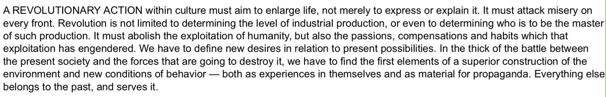 LittleOnion's tweet photo. define
new desires
in relation to
present possibilities
#culture #art #action #time #vision #actiontimevision
Guy Debord 1957 https://t.co/zAQHpCpJVw