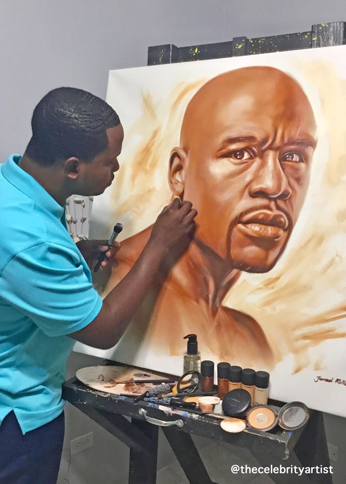 FromMyHrt2Yours's tweet photo. Jamal Rolle created @FloydMayweather portrait using #studiofixfluid #stufiofixpowder @MACcosmetics  @TheCelebArtist @FloydMayweather https://t.co/6s11aOrWX4