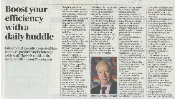 FXN09's tweet photo. Sunday Times article features interview with Unipart Chairman &amp; Group CEO John Neill on how to improve #productivity https://t.co/DaKkBGZrs4 https://t.co/nfhRyL0Zp0