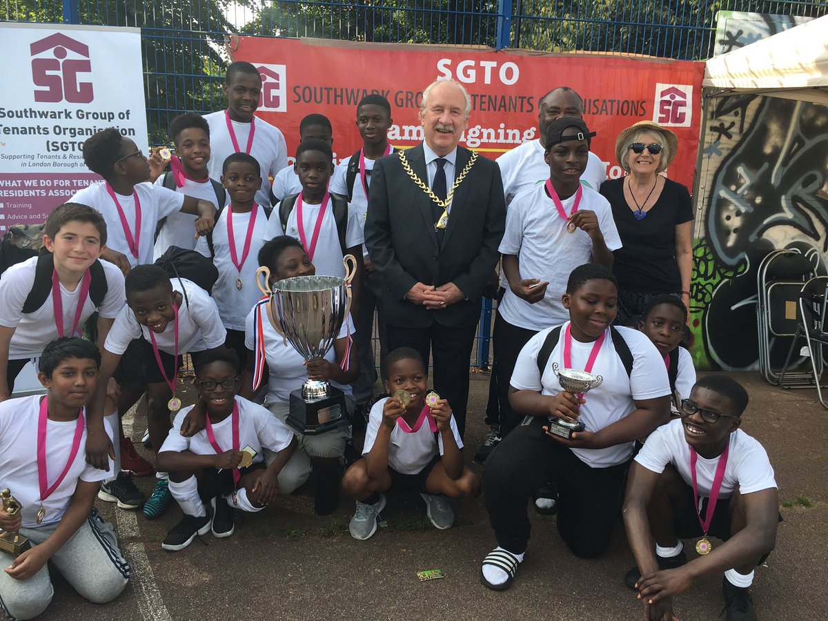 SouthwarkMayor's tweet photo. Well done everyone at Southwark Group of Tenants Organisation, Peckham. The cup &amp; medals won by Rockingham estate football team. https://t.co/33jNaFWITR