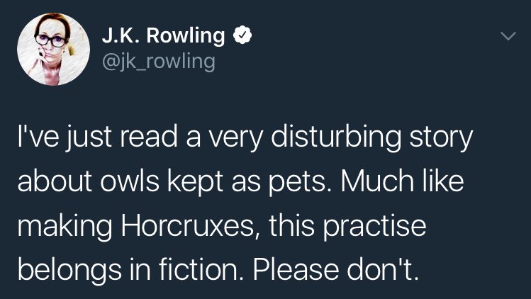 LePotterTime's tweet photo. #INFO | JK Rowling rappelle bien sur Twitter qu'il ne faut pas adopter les hiboux comme animaux de compagnie ! 😬
#HarryPotter https://t.co/8hg9zFfilU