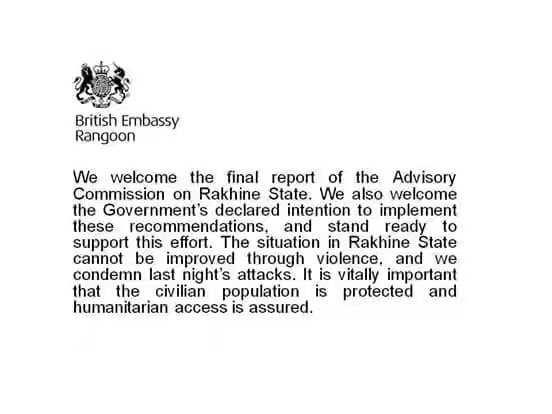 myohtwe15's tweet photo. State Counsellor Office Information Committee has now recognised @ARSA_Official  as a terrorist group. Good luck to you and pray hard. https://t.co/bjGQun03Xg
