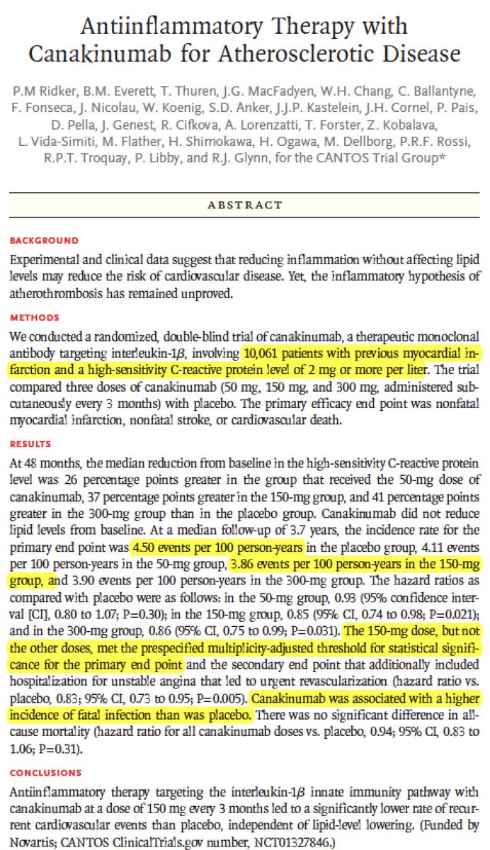 Eric Topol At Esccongress And Nejm A Trial To Inhibit Inflammation W Il 1b Ab For Coronary Heart Disease T Co Wdvt928jwa My Critique T Co Ui0ghqasbw