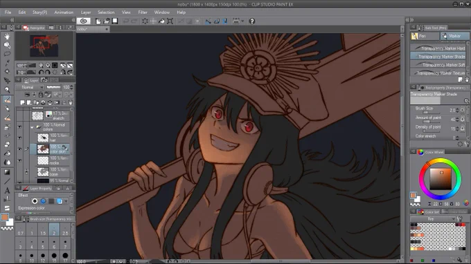 A couple doodles while working on finishing the color drawing. 

Coloring is hard. Drawing line art, even more so the higher res it is. 