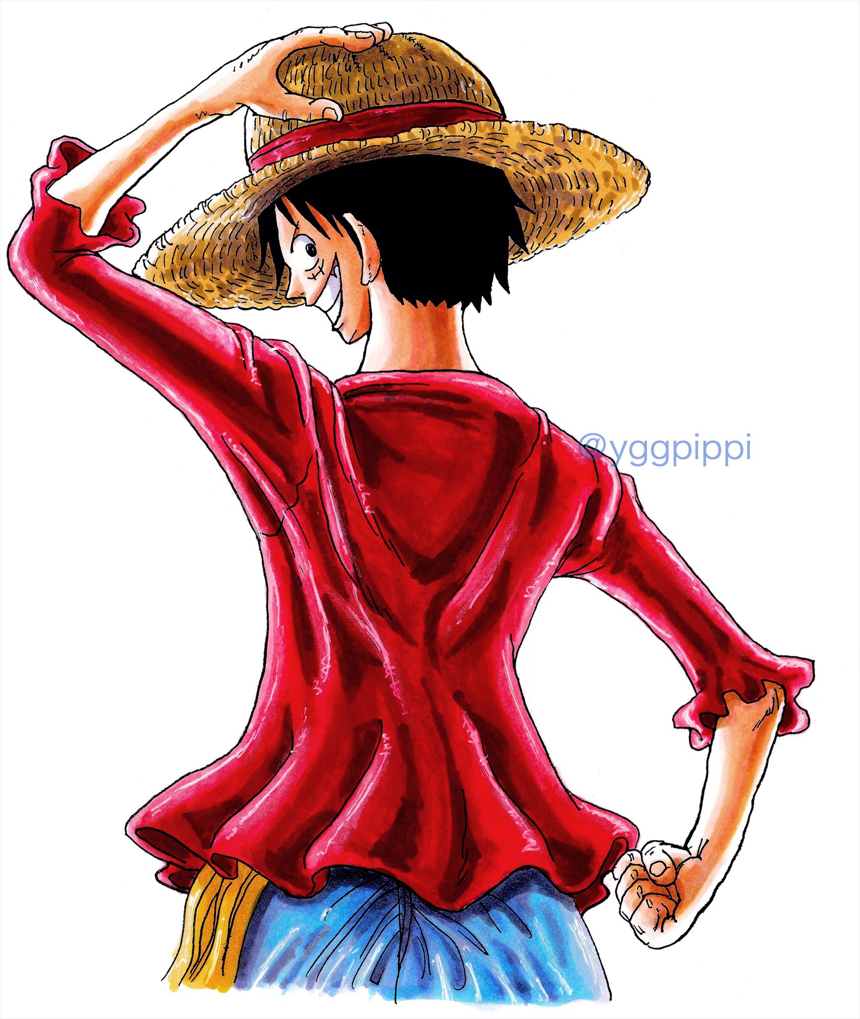 ゆぐ Ygg ツイ海みんなのルフィ 実は と の麦わら帽子には バギーにつけられたキズをうっすら描いてます はフーシャ村を出発するときにマキノさんが撮った写真なので まだ帽子にキズはなし という設定をいま考えました笑 T Co