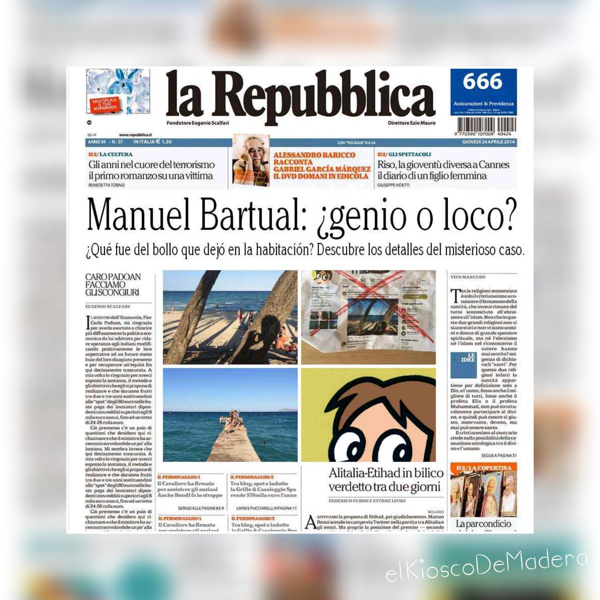 kioscodemadera's tweet photo. ¡¡EXTRA EXTRA!! @ManuelBartual ¿Genio o loco? Descubre los detalles, incluido qué fue del #bollo.
#Manuel
#Bartal
#Periódico
#KioscodeMadera https://t.co/ocIUuB7xud