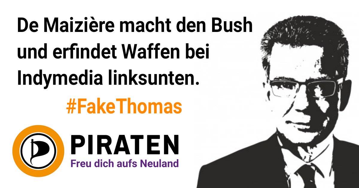 Erfundene Waffen bei #indymedia #linksunten? #DeMaiziere macht den #Bush. Lügen zur Rechtfertigung. #FakeThomas netzpolitik.org/2017/durchsuch…