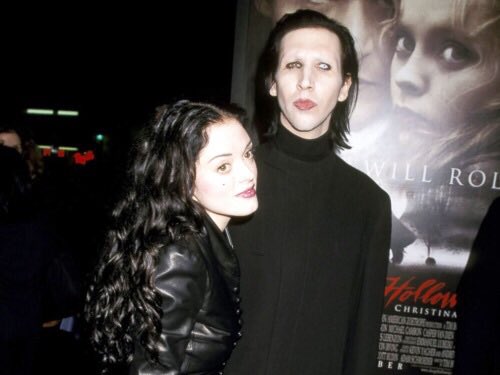 marilyn manson and rose mcgowan, sleepy hollow premiere, circa november 1999