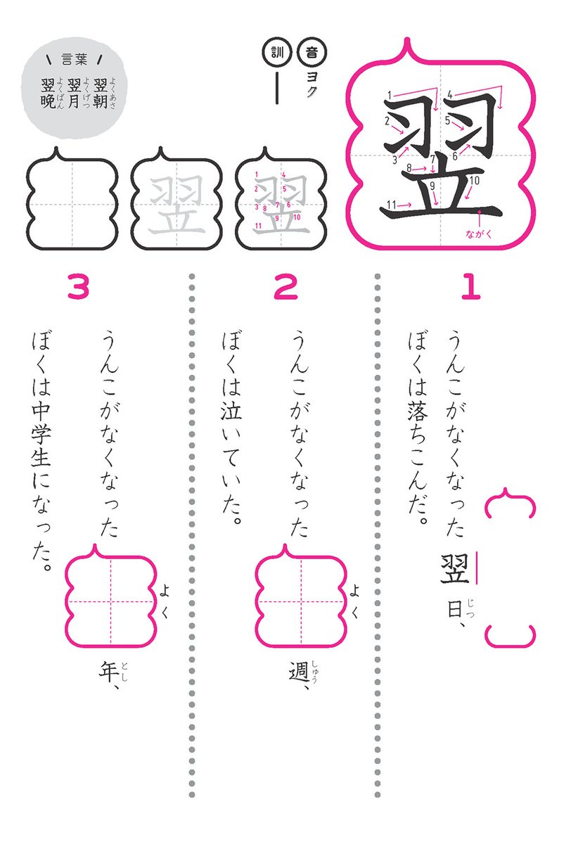 うんこ先生 公式 در توییتر 翌 小学6年生 1 うんこがなくなった翌日 ぼくは落ち込んだ 2 うんこがなくなった翌週 ぼくは泣いていた 3 うんこがなくなった翌年 ぼくは中学生になった うんこ漢字 うんこ漢字ドリル