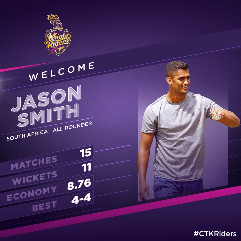 CTKRiders's tweet photo. #KnightingCeremony
#CTKR have showed their faith in young Jason Smith, who was a part of Proteas' U-19 team as well. #T20GL #T20GLdraft https://t.co/CrJ7fkXIHq