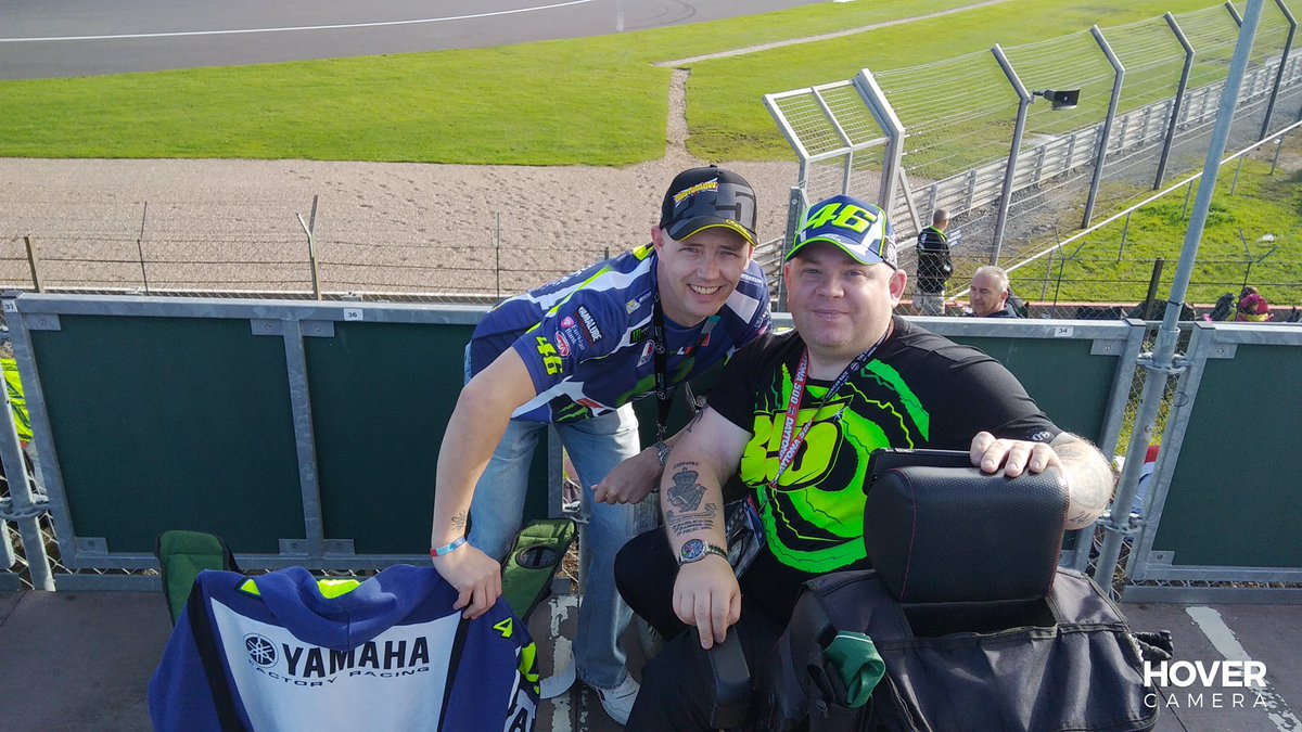 ChrisNeeson24's tweet photo. @Silverstone247 #BritishGP Chris & jay from Liverpool sitting in club. It's jays first MotoGP race so hope he enjoys it. GO #cal35 & #vale46 https://t.co/lDH6byILSv