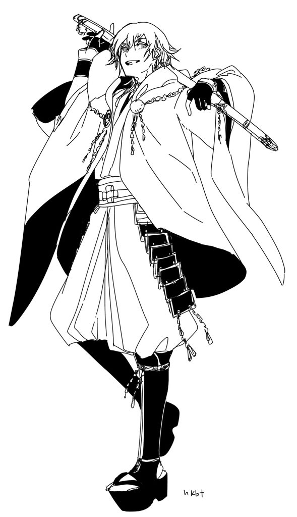 鶴丸国永(刀剣乱舞) 「活撃といいステといい肩にかつぎがちなの好き 」|なかばちのイラスト