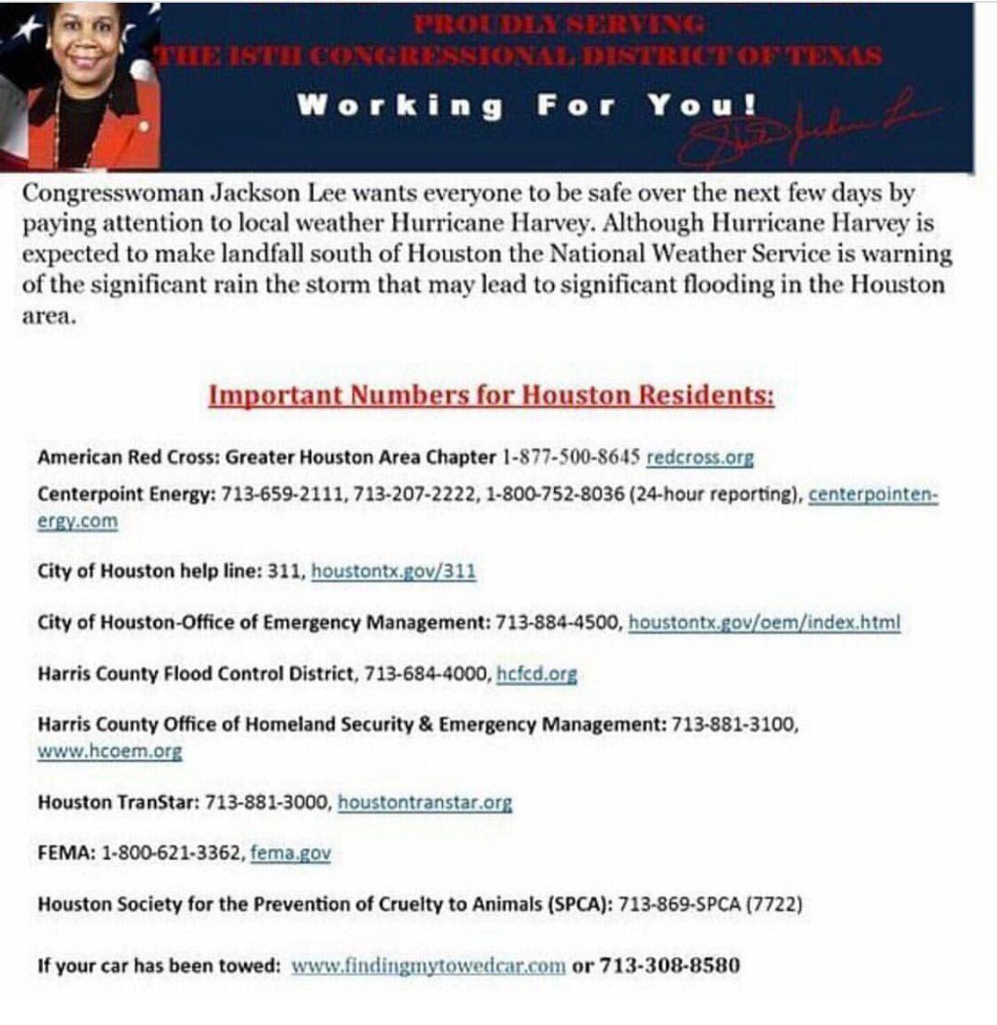 IamMZWhitfield's tweet photo. Here are alternate numbers to call for@#houstonflood https://t.co/8L0vG3tTjN