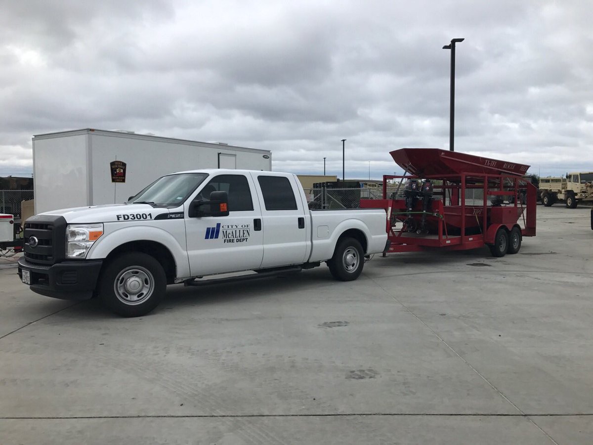 CityofMcAllen's tweet photo. Our #McAllen FD has deployed a team to help with emergency 🚨 medical services &amp; swift water rescue. They're headed to Victoria. #TexasStrong https://t.co/S38I54D2Nq