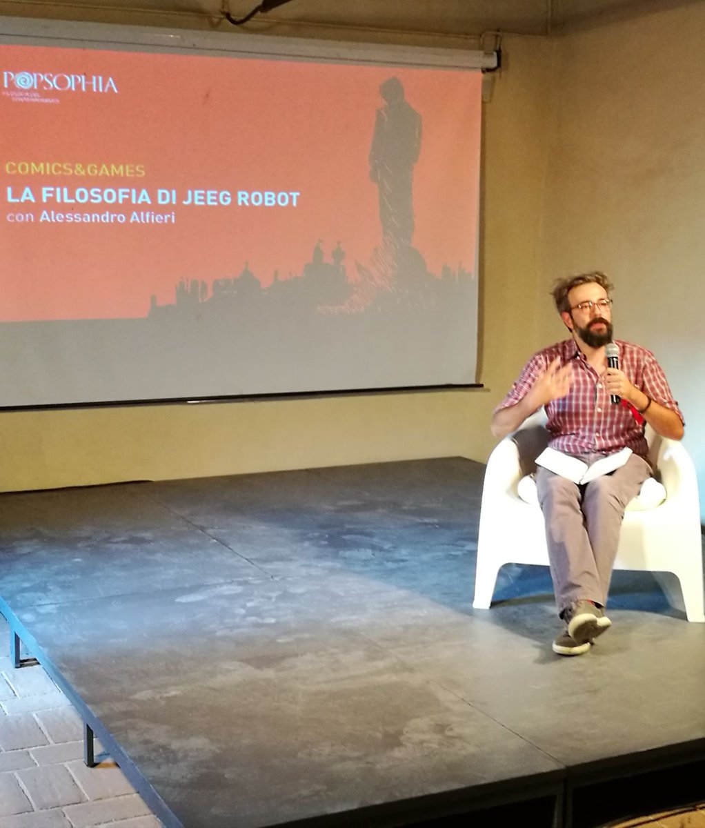 Popsophia's tweet photo. "La struttura narrativa di #jeegrobot riflette la schizofrenia culturale con cui il Giappone reagisce al rischio nucleare" Alfieri a #biumor https://t.co/v23baRoRmX