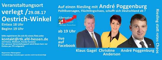 Veranstaltung der #AfD Rheingau-Taunus. Live - Übertragung auf Facebook. 29.08.2017. #rheingau #RTK