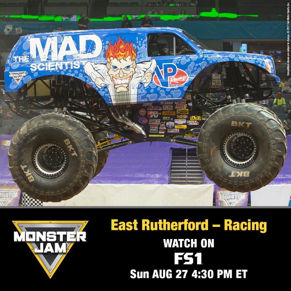 MonsterJam's tweet photo. Tune-in TODAY at 4:30pm ET to watch #MonsterJam at @MLStadium in #ERutherford on @FS1. Set your reminders now ⏰ #MonsterJam https://t.co/flWfyHb0Ek