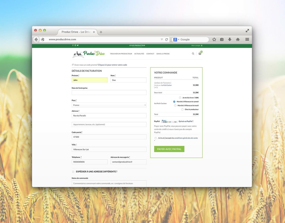 J- quelques jours avant le module de livraison et le paiement en ligne ✌🏻!
producdrive.fr #boutique en ligne des #producteurs #free