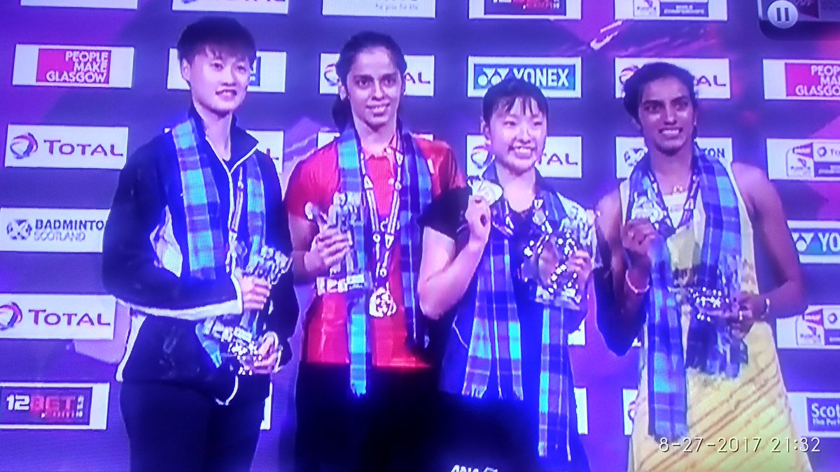 virendersehwag's tweet photo. 5 Sunday's ago the Indian Women's cricket team made us hook on to our TV screens &amp; today #Sindhu .Women,the pride of India.Proud to see this https://t.co/bKfp0s2wio
