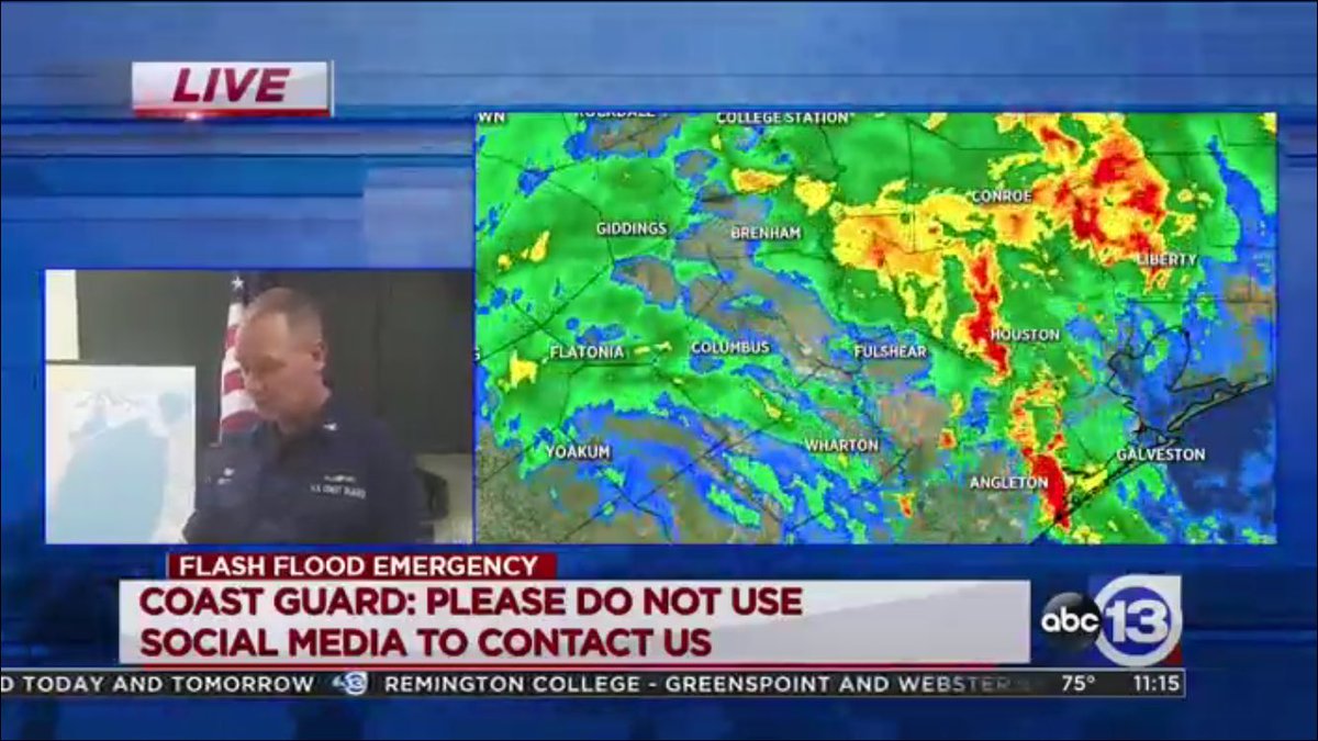 abc13houston's tweet photo. Coast Guard says do NOT use social media to contact them. 

If you need them, call 281-464-4854 https://t.co/4QDUESchtn