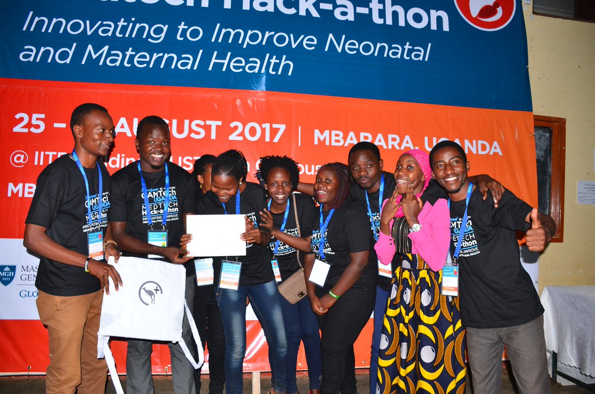 Mafaranga's tweet photo. The Kangaroo+ team couldn't hide their joy after winning the 5th Annual @CamtechUganda competition.@CAMTechMGH , #Hack4Health. https://t.co/jfcat7yaJE