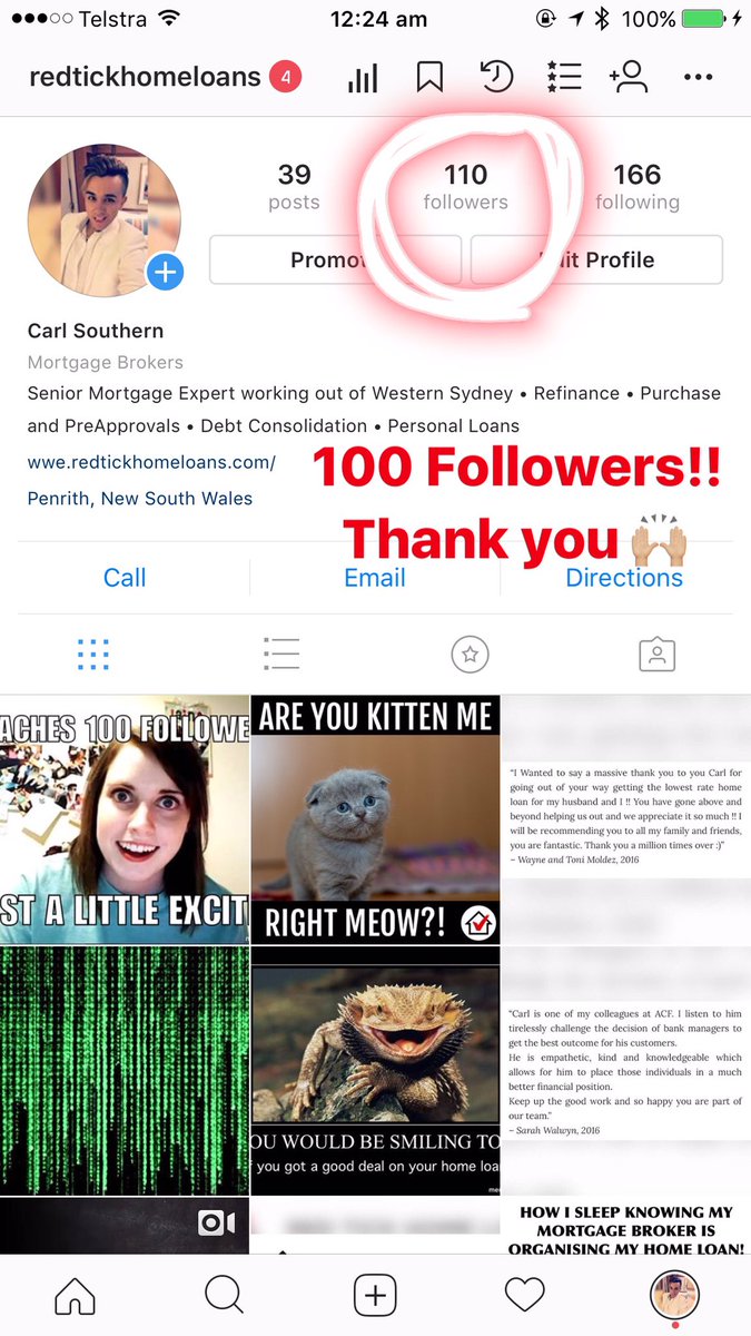 RedTickHomeLoan's tweet photo. Reached 100 followers!! #excited #love #mortgagebroker #finance #business #homeloan #brokerlife #work #ANZPride #Australia #Follow https://t.co/RvgyNr5pxT