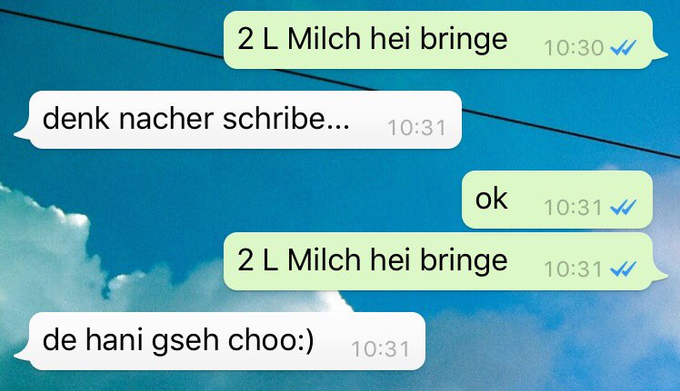 svenwa's tweet photo. »Bringst noch Milch mit?«
»Schreibs auf Whatsapp« https://t.co/TQ7EQ5BrRx