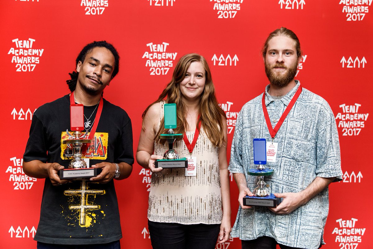 The winners of the TENT Academy Awards 2017: Festus Toll (TAA 2017), Igrayne Hörmann (Public's Choice), Simen Gjersvold (Best Foreign Fim).