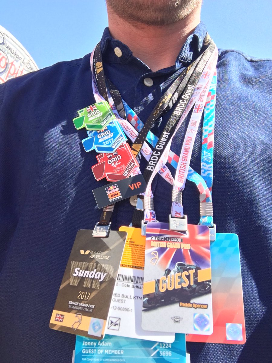 Warrensjones's tweet photo. Just a few credentials...!! #Gridwalk #MotoGP #Moto2 #Moto3 #BritishGP #VIP #RedBull 🇬🇧😜 https://t.co/GMPAmkefyU