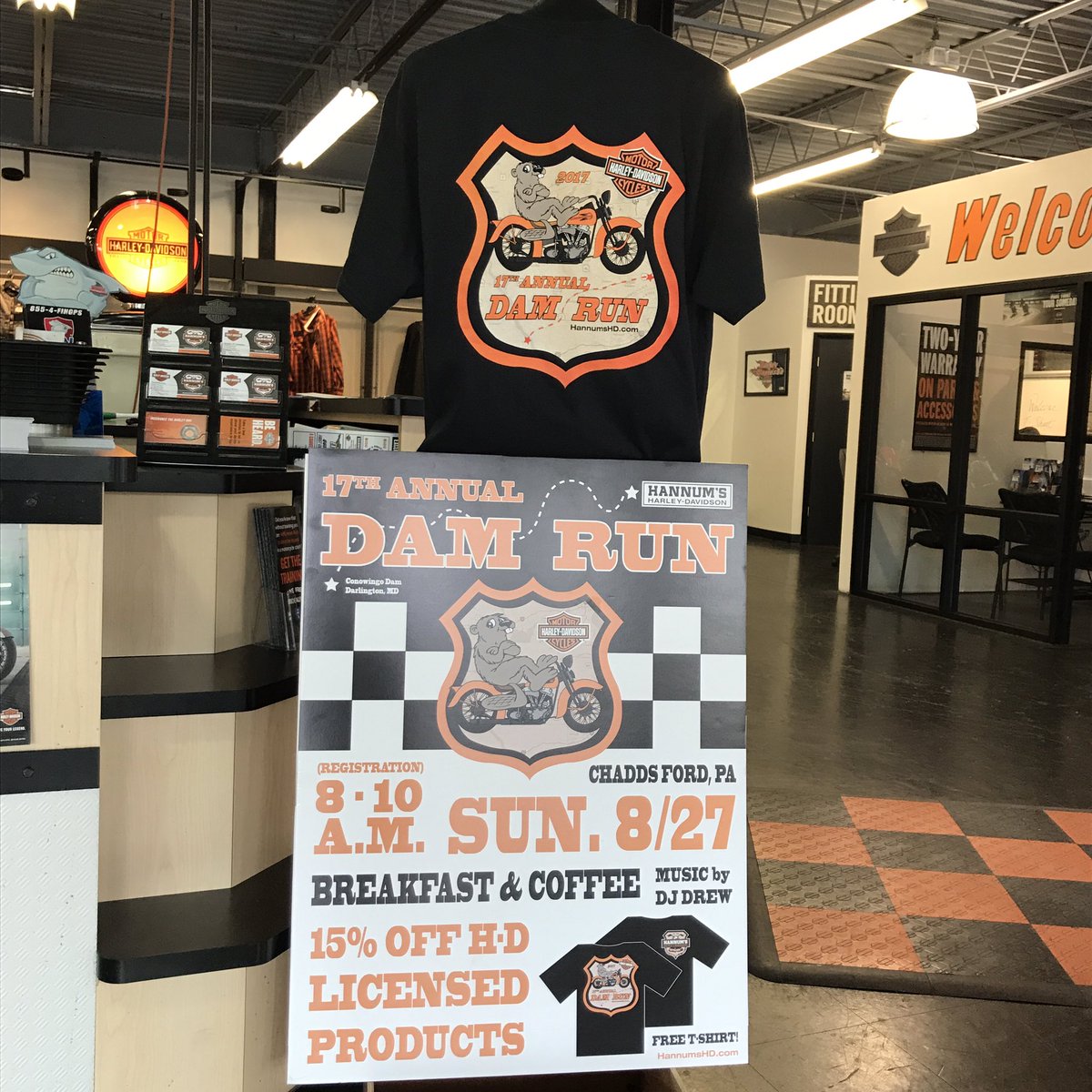HannumsHD's tweet photo. Free Tshirt for riding! #DamRun. Hannums of Chadds Ford, PA. Now! (KSU at 10am) https://t.co/X1dmZOGlNU