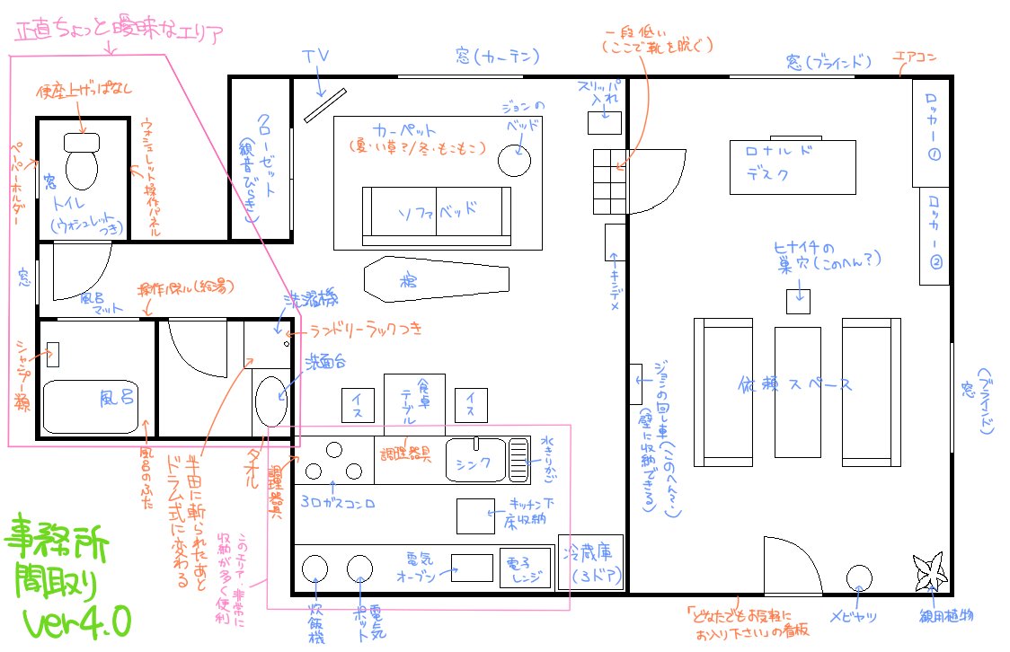 というわけで23死の水回り(洗濯機・洗面台)独立部屋?問題を見落としていたことへの自省も込めて訂正版
※あくまで背景の情報を統合してファン個人が作った間取り図なので妄想・補完を多分に含みます(特にクローゼットの奥部分)ことをご承知おきくださいませ 