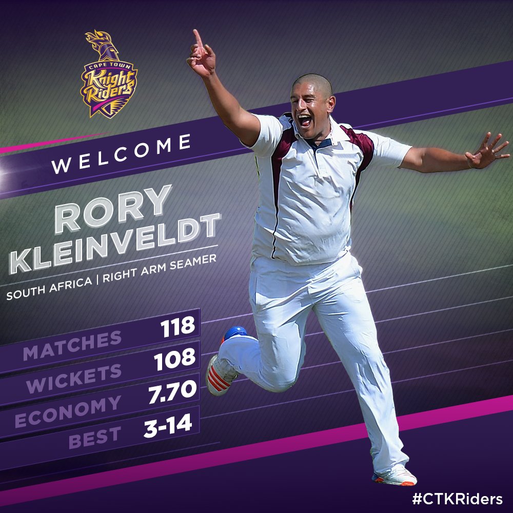 CTKRiders's tweet photo. #KnightingCeremony
The local boy from Cape Town, Rory Kleinveldt, has a lot offer to the squad in terms of experience. ๐ #T20GL #T20GLdraft https://t.co/au9E9v3oUT