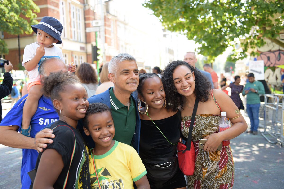 SadiqKhan's tweet photo. Celebrating our diversity in Notting Hill - London is open for community, for diversity &amp; for carnival! #LondonIsOpen #NottingHillCarnival https://t.co/ZU4EQ4hinh