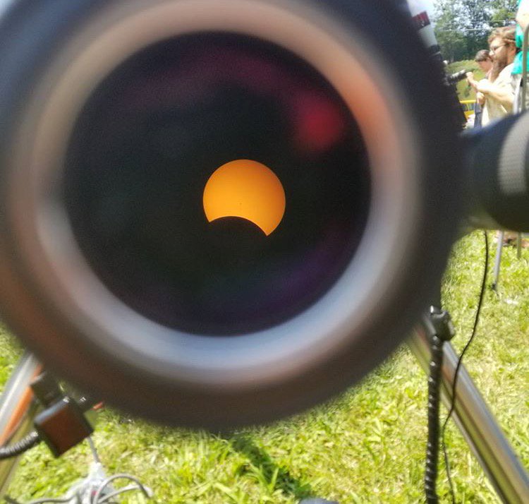 NCEclipse's tweet photo. Through the telescope. Photo credits: @never_tamed #NCEclipse #SolarEclipse2017 https://t.co/5rTTwS4Vr6