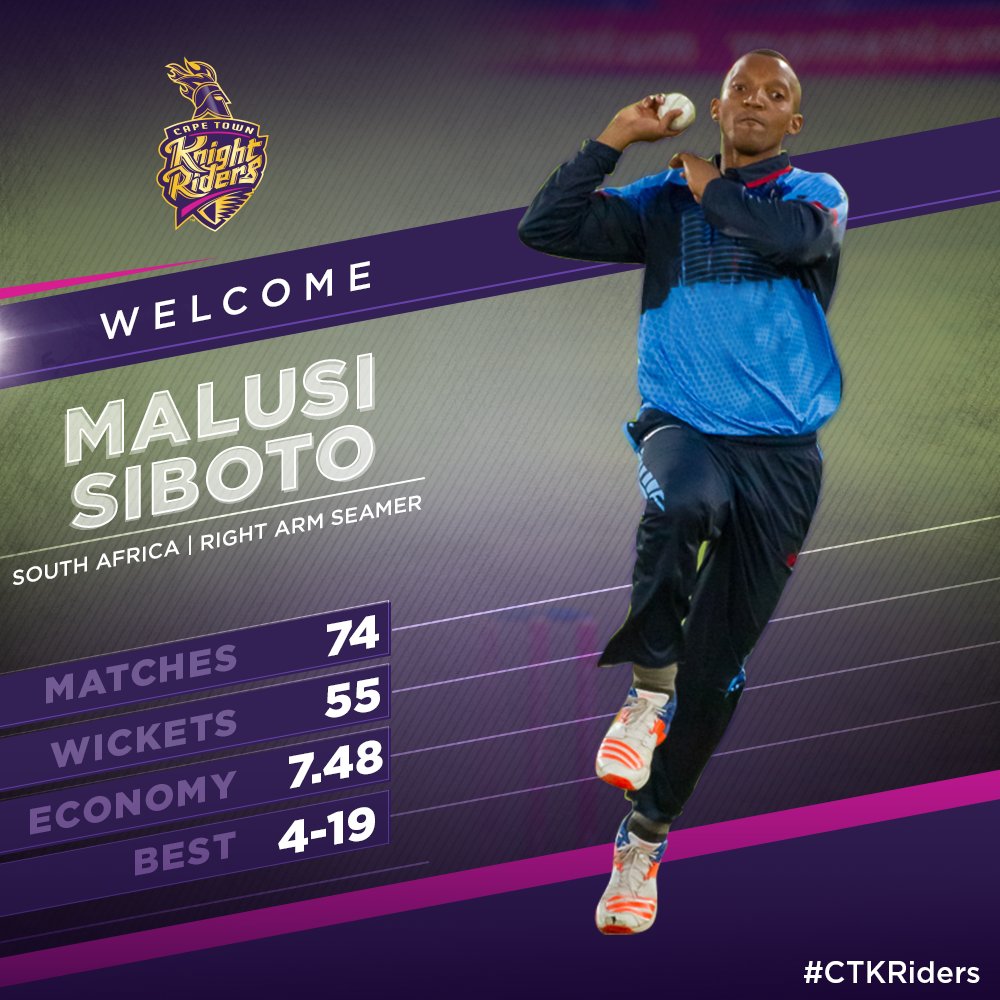 CTKRiders's tweet photo. #KnightingCeremony
Join us in welcoming pacer and local boy, Malusi Siboto, who will surely add value to the table. #T20GL #T20GLdraft https://t.co/5mbIJgLZ0B