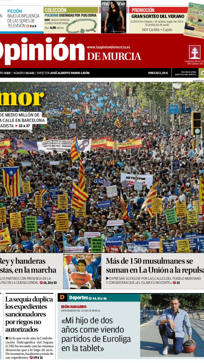UCAMMurcia's tweet photo. Protagonismo del @UCAMMurcia en las portadas de los diarios regionales. Entrevista a @ibonnavarro y a #Faverani https://t.co/MkGoPWdliq