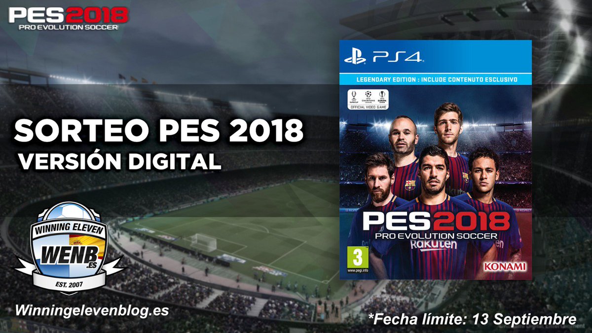 PESUniverse_es's tweet photo. Sorteo #PES2018 PS4 Digital 😎 Suíguenos y dale RT a este tweet! Suerte! https://t.co/mCyxKI9ChT