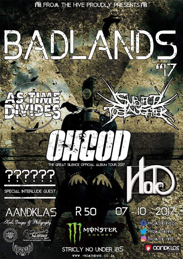October 7th it's going down <a href="/Aandklas/">Aandklas Stellies</a> <a href="/OhGodBand/">Ohgod</a> <a href="/weareholo/">Holo</a> @SubjectToS <a href="/MonsterEnergySA/">Monster Energy RSA</a> <a href="/PBothnerMusic/">Paul Bothner Music</a>
