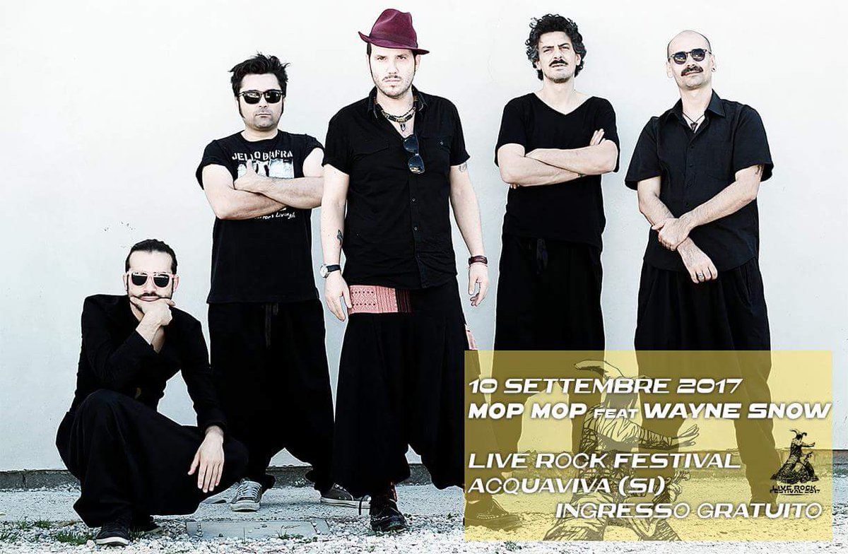 live_rock_fest's tweet photo. DOMENICA 10 SETTEMBRE • Mop Mop ft WAYNE SNOW

Acquaviva (Siena) | Giardini Ex Fierale
ingresso gratuito | https://t.co/xa1KycwwWi
#LRF17 https://t.co/maHoq9o73L